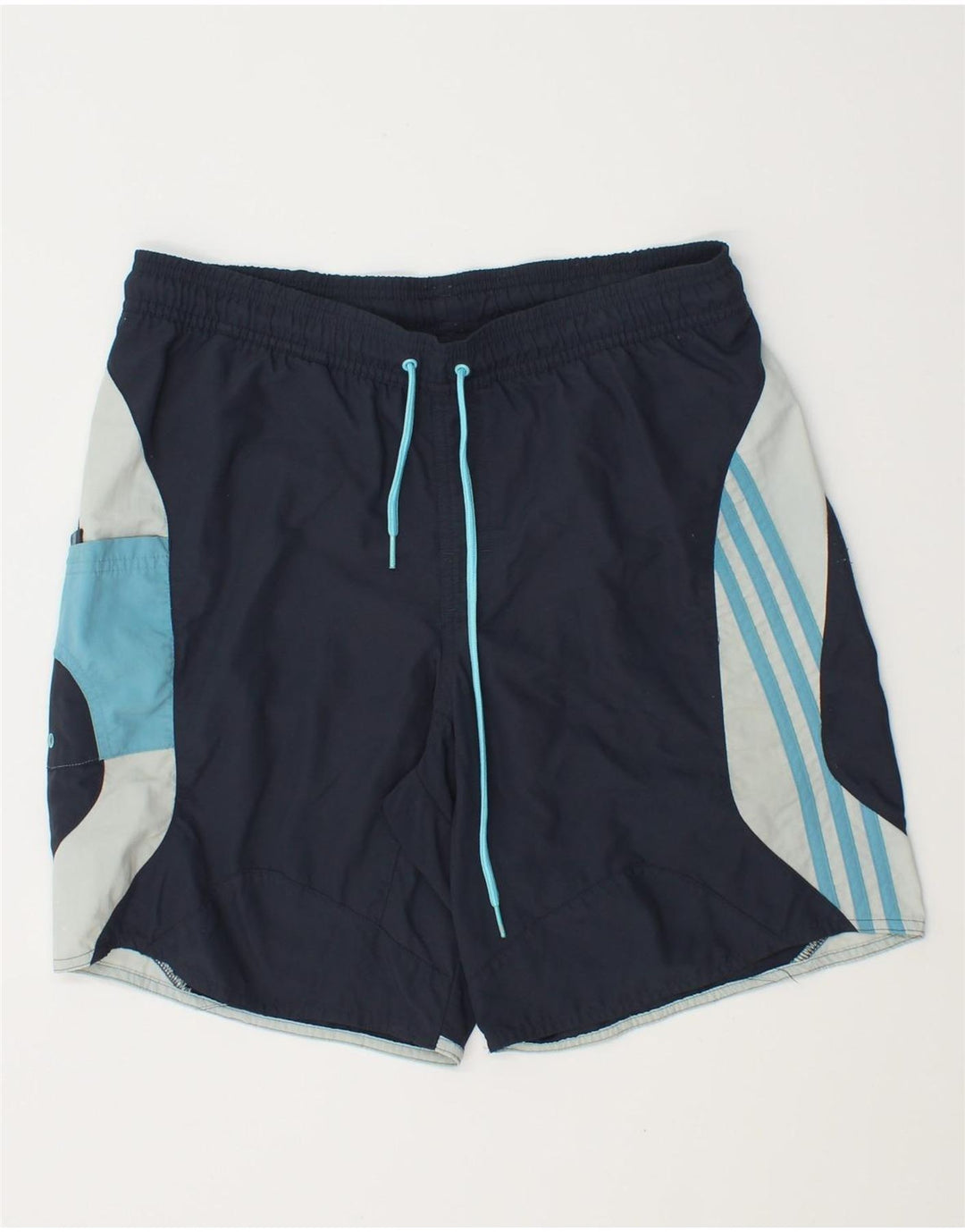 Shorts de natação masculino Adidas pequeno azul marinho Colourblock poliamida
