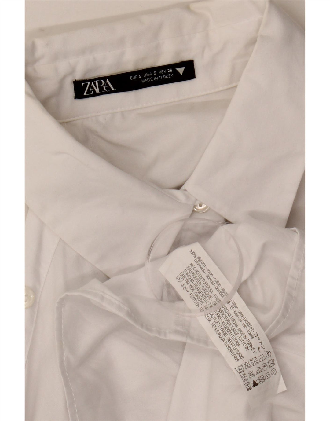 Zara Blusa feminina oversized cropped Reino Unido 10 algodão branco pequeno