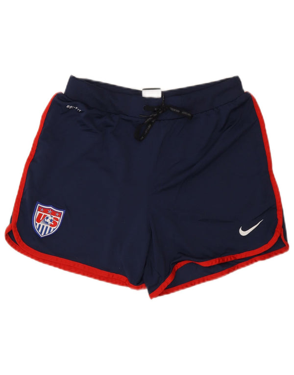 Shorts esportivos femininos Nike Dri Fit UK 8 pequenos azul marinho poliéster