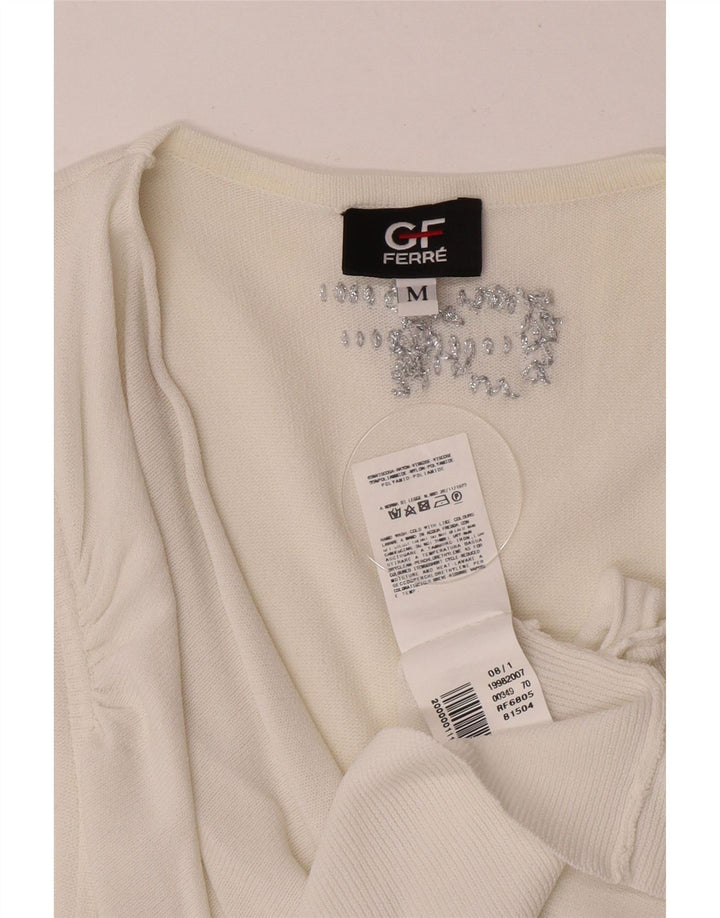 Blusa feminina sem mangas Gianfranco Ferre Top UK 12 médio branco viscose