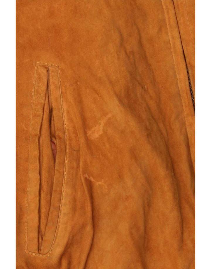Jaqueta bomber masculina vintage de camurça IT 54 2XL couro marrom