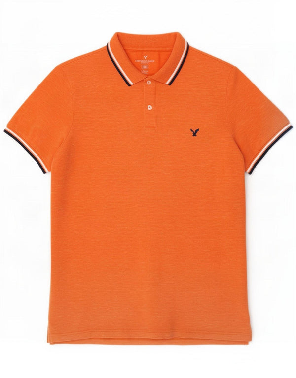 American Eagle Mens Classic Fit Polo Shirt XL Algodão manchado laranja