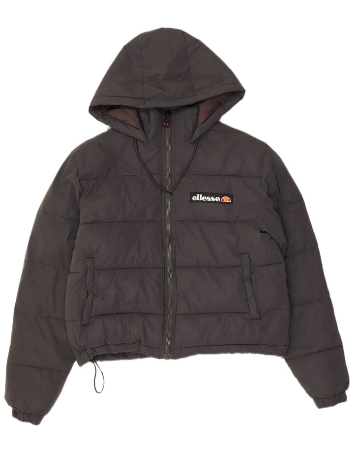 Jaqueta feminina acolchoada com capuz Ellesse UK 14 médio preto nylon
