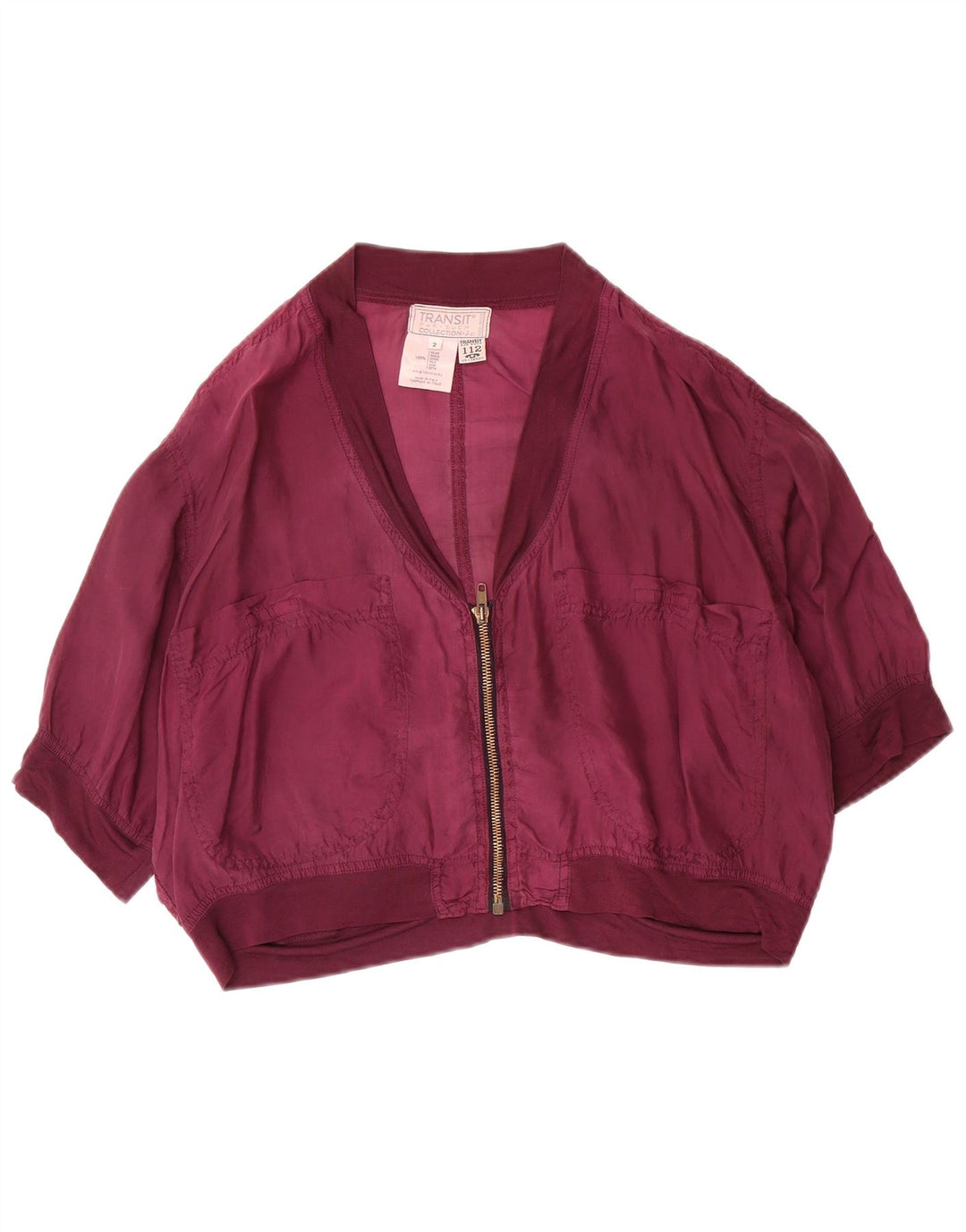 Jaqueta bomber feminina Transit Par Such, corte oversized, US 2 XS, seda roxa