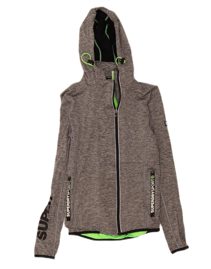 Superdry Mens Graphic Hooded Tracksuit Top Jacket Pequeno Cinza Salpicado
