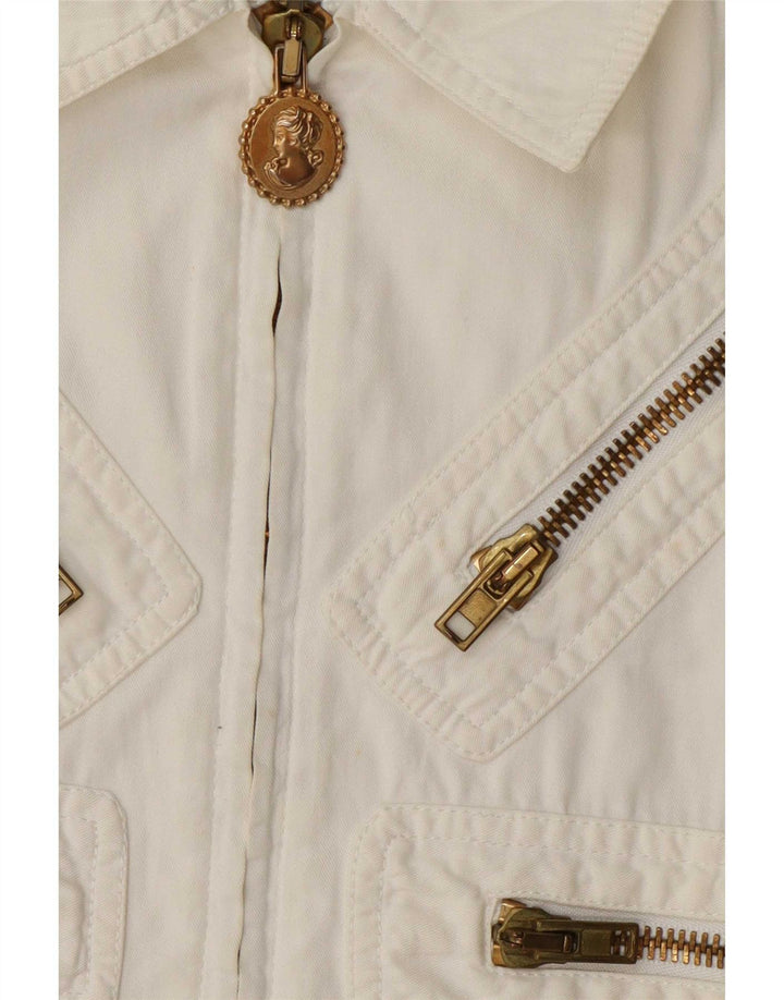 Jaqueta bomber feminina Moschino UK 12 médio algodão branco