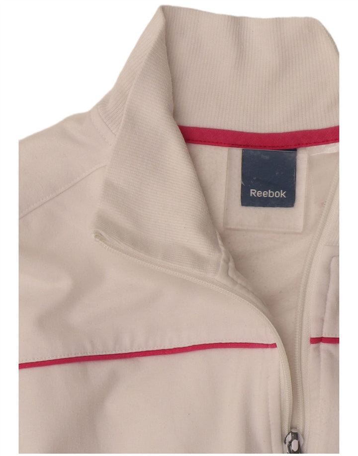 Reebok Womens Tracksuit Top Jacket UK 14 Médio Branco