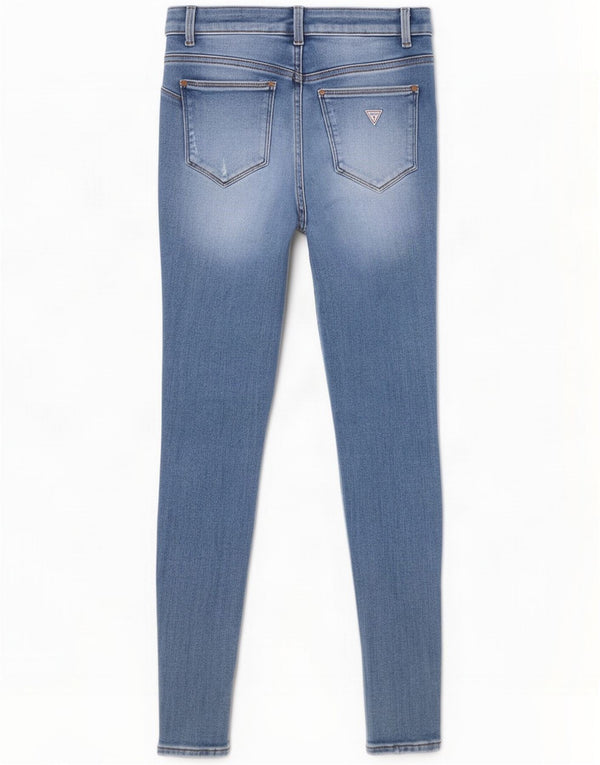 Guess Womens Curvy X Distressed Mid Rise Skinny Jeans W27 L28 Algodão Azul