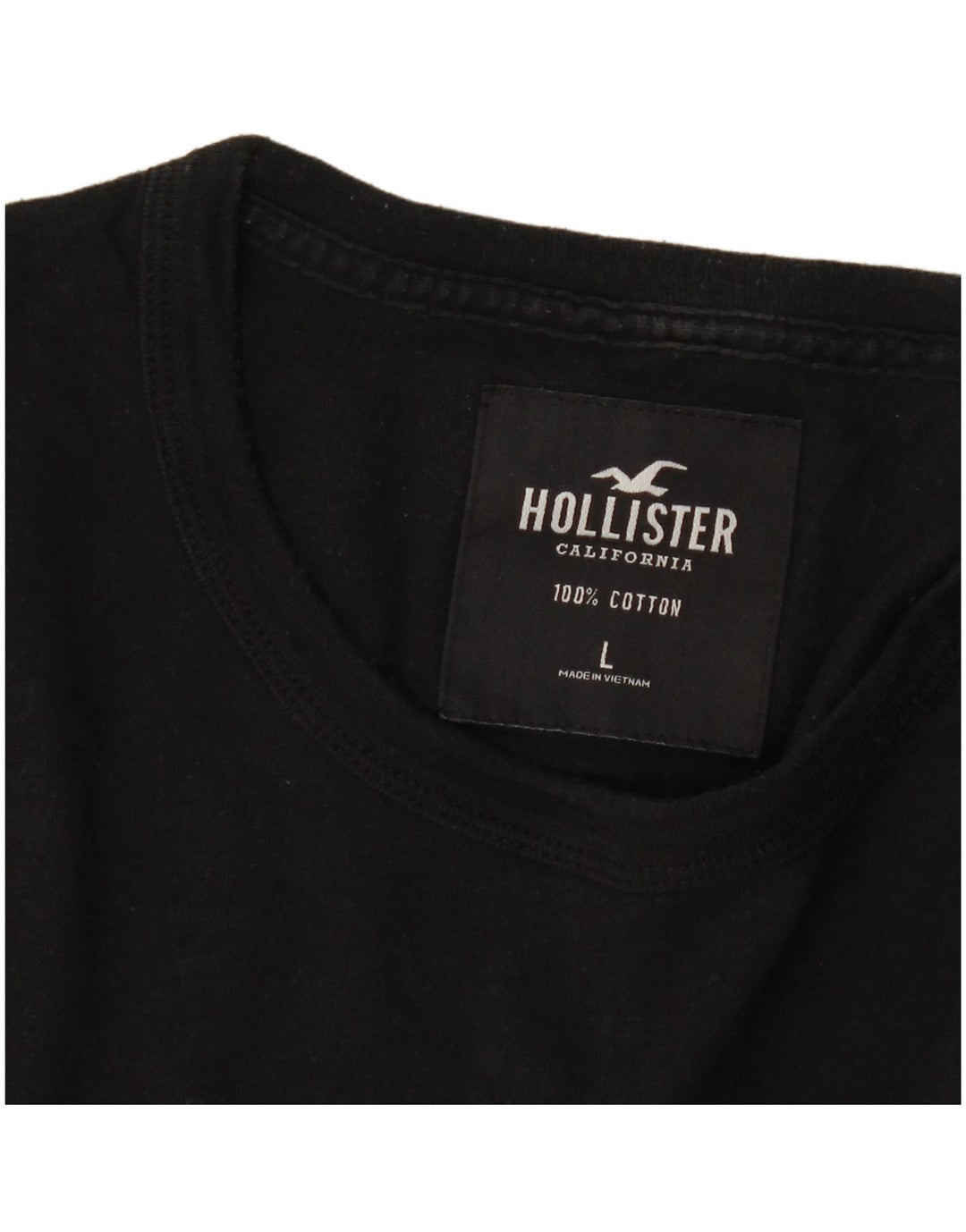Top gráfico masculino Hollister de manga comprida grande algodão preto