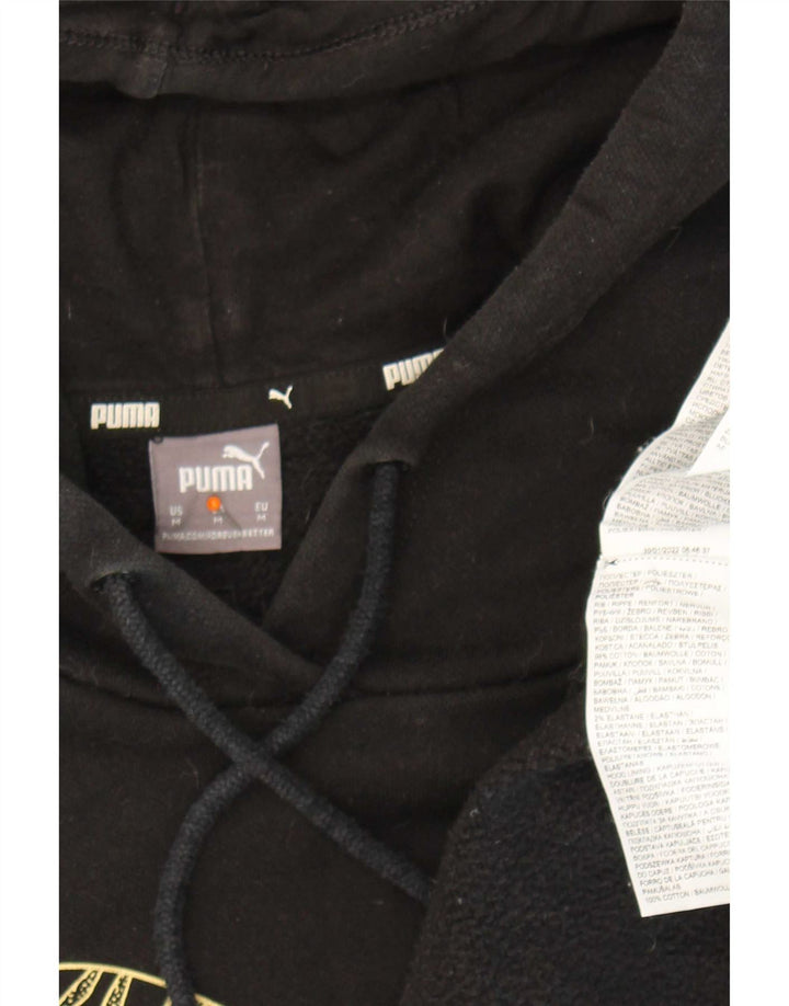 Puma Mens Graphic Oversized Hoodie Jumper UK 14 Médio Algodão Preto