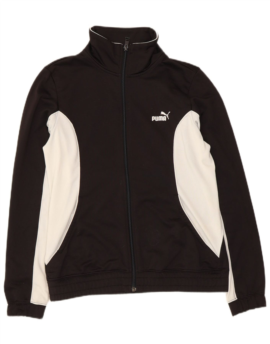 Puma Womens Tracksuit Top Jacket UK 14 Grande Preto Colourblock Poliéster