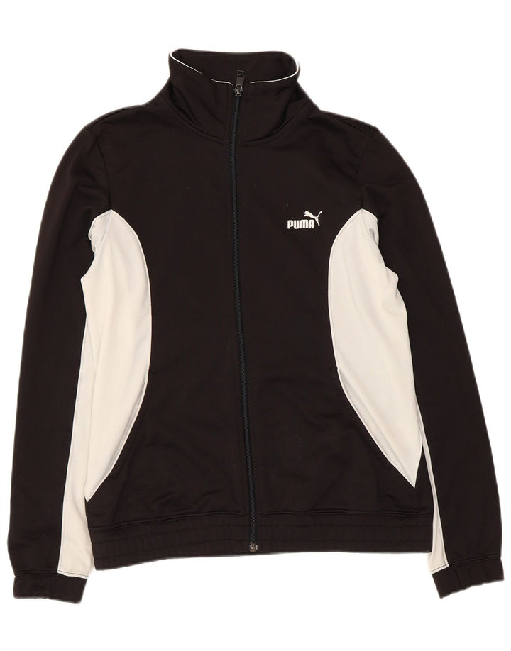 Puma Womens Tracksuit Top Jacket UK 14 Grande Preto Colourblock Poliéster