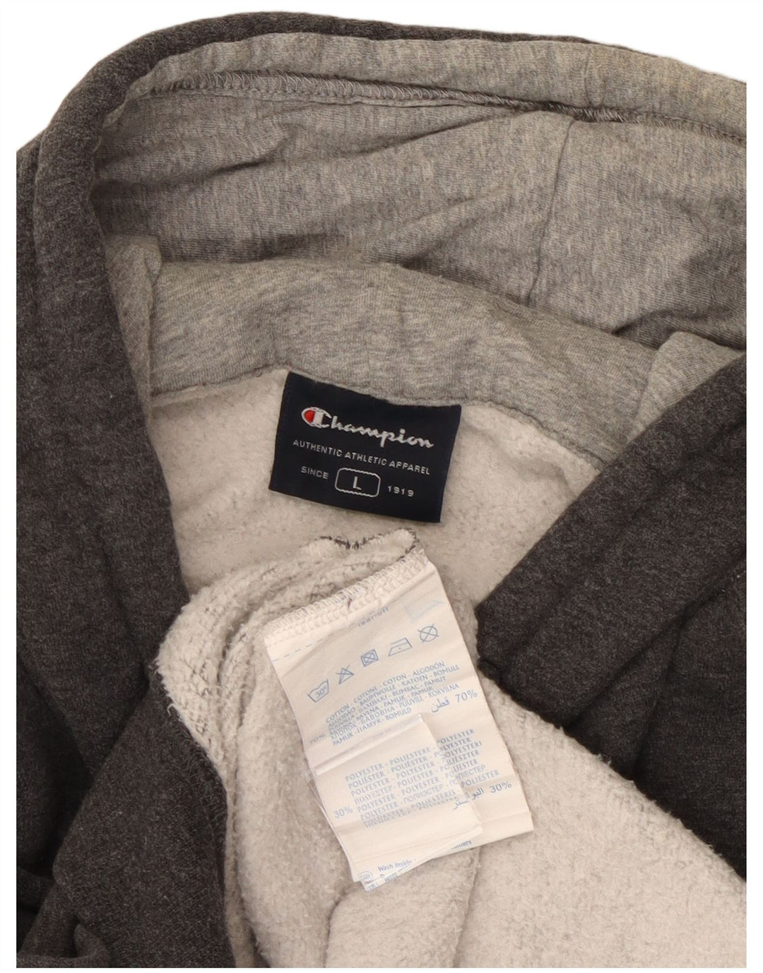 CHAMPION Suéter masculino com capuz grande algodão cinza