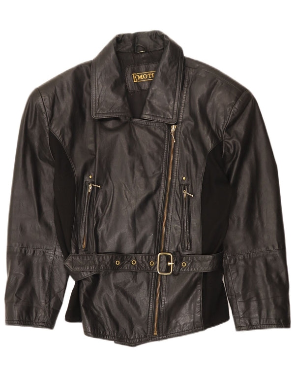 Jaqueta de couro feminina VINTAGE Reino Unido 16 grande couro preto