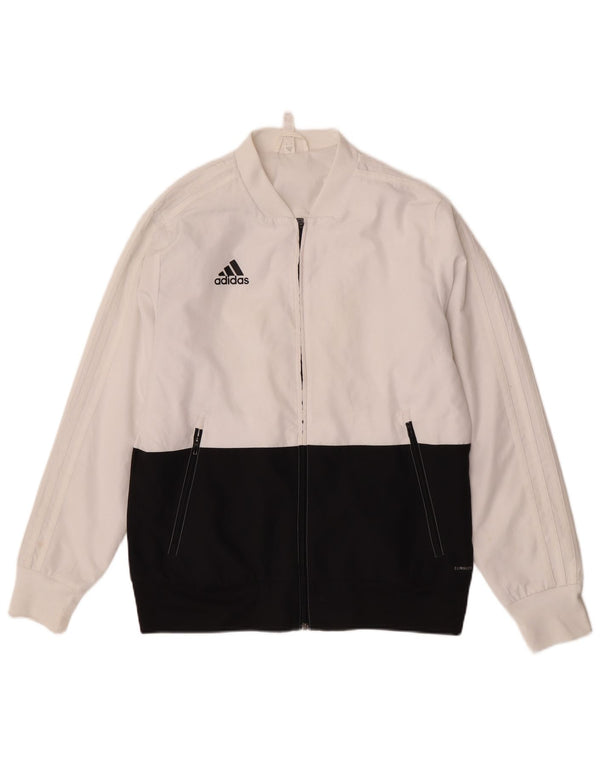 Adidas Mens Tracksuit Top Jacket Médio Branco Colourblock Poliéster