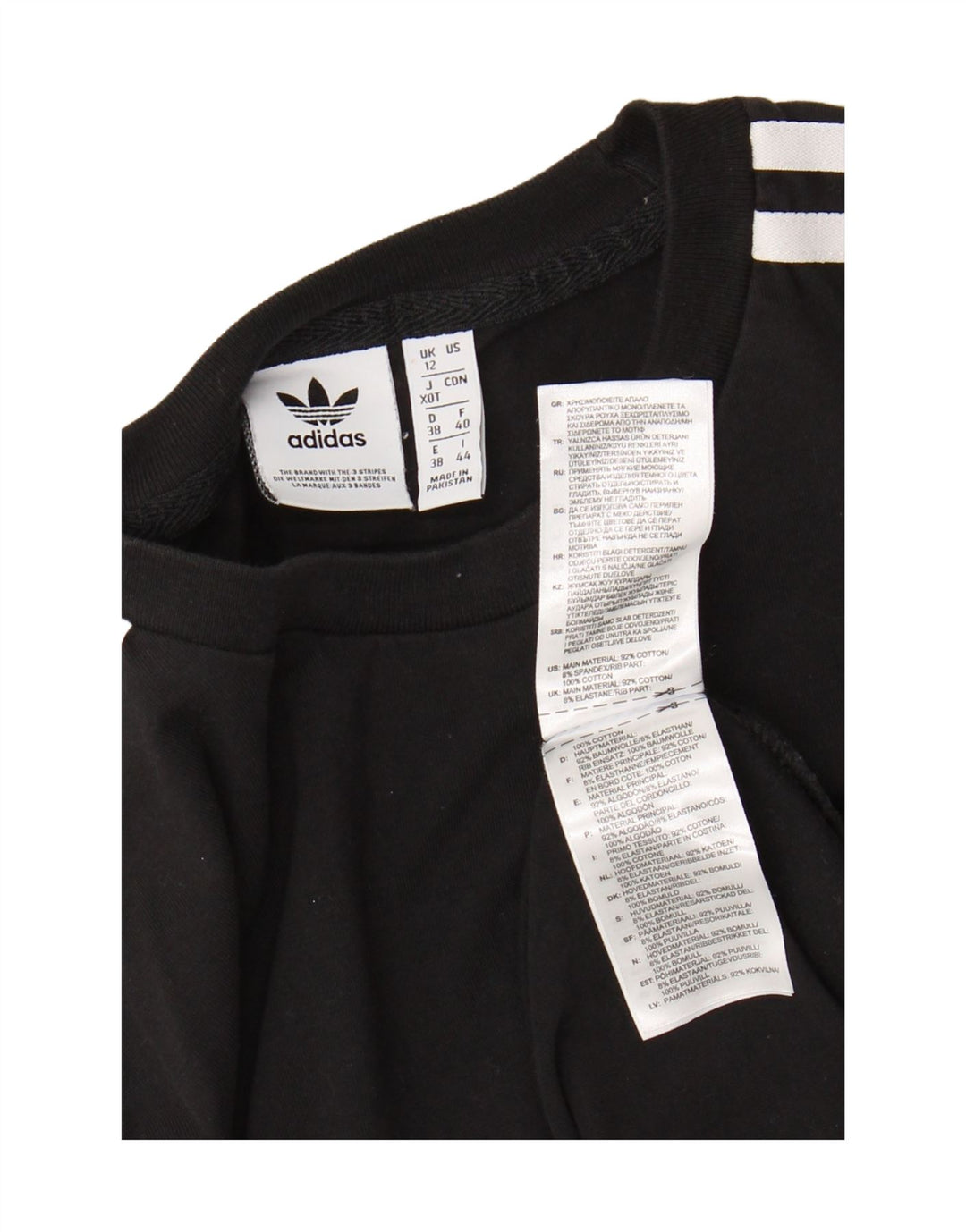 ADIDAS Womens Top Manga Longa UK 12 Médio Algodão Preto