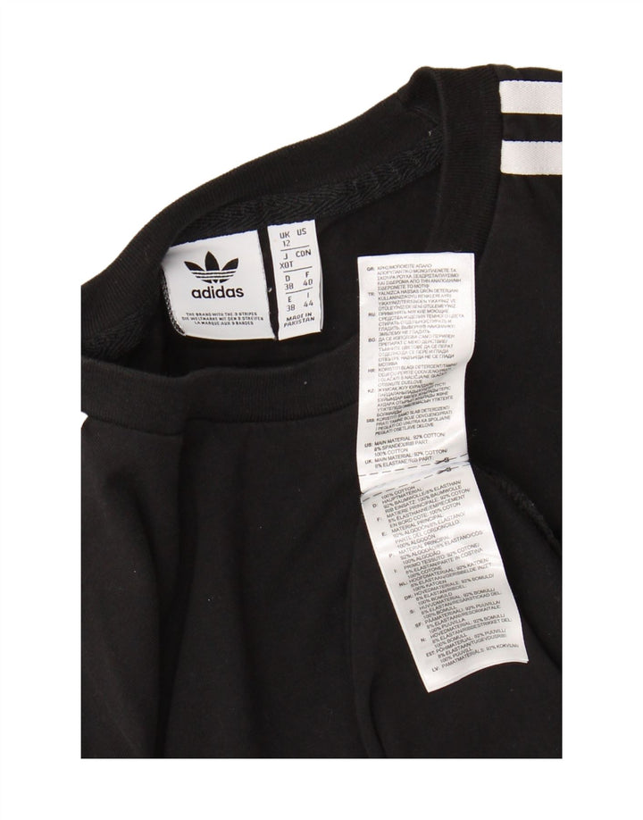 ADIDAS Womens Top Manga Longa UK 12 Médio Algodão Preto