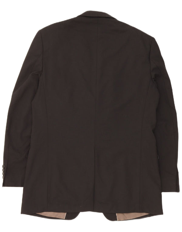 Jaqueta blazer masculina de 3 botões Marks & Spencer Reino Unido 42 grande poliéster preto