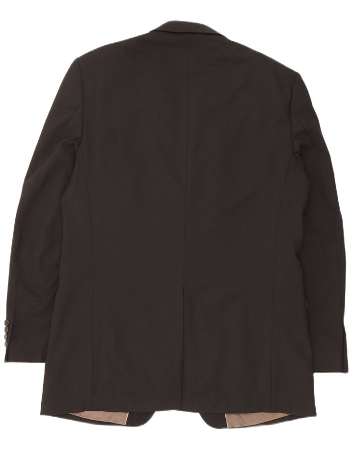 Jaqueta blazer masculina de 3 botões Marks & Spencer Reino Unido 42 grande poliéster preto