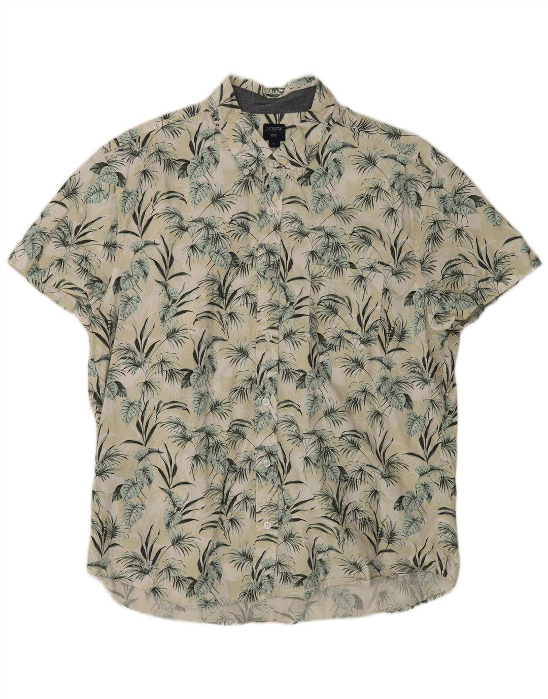 J. CREW Camisa masculina de manga curta XL amarelo floral algodão havaiano