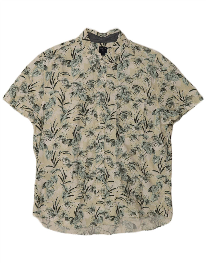 J. CREW Camisa masculina de manga curta XL amarelo floral algodão havaiano
