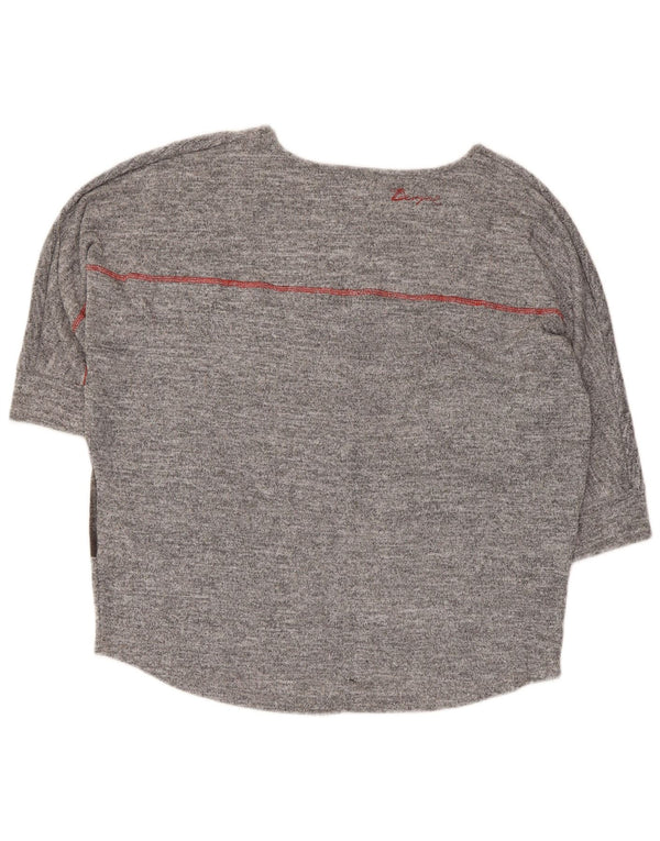Desigual Top gráfico feminino manga 3/4 Reino Unido 14 cinza médio geométrico