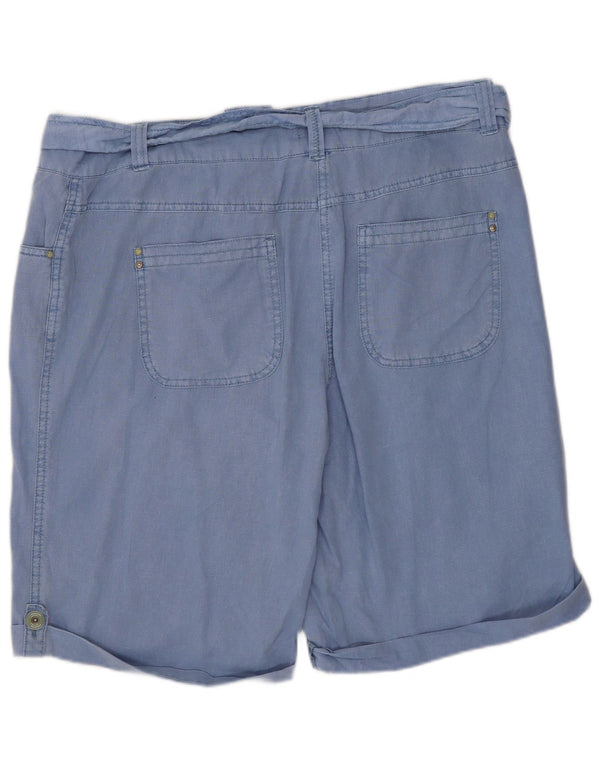 M&Co Womens Casual Shorts UK 14 Large W34  Blue Linen