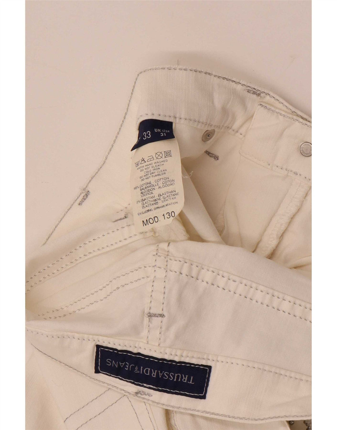 Jeans feminino Trussardi Bootcut W31 L30 algodão branco