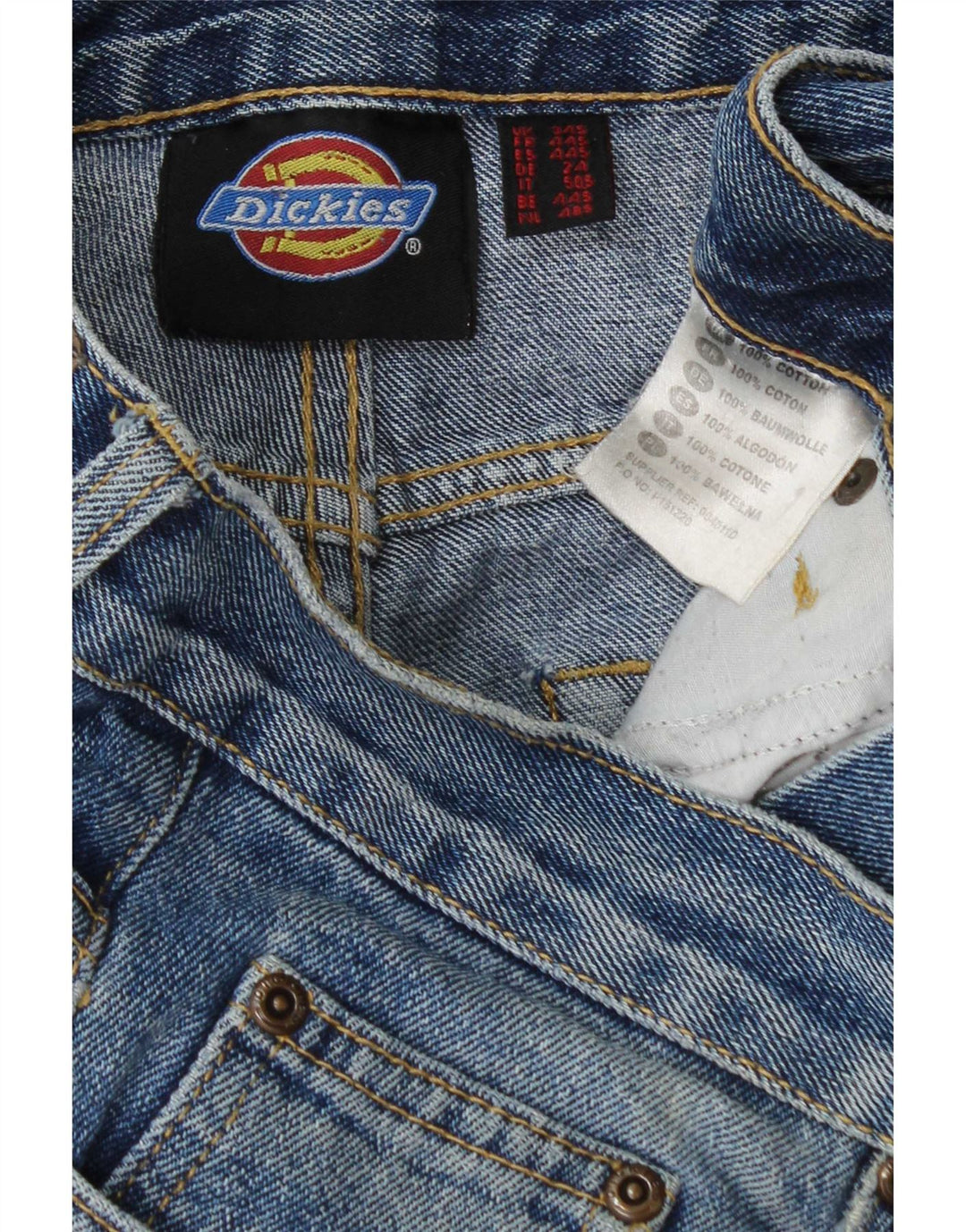 Calça jeans reta masculina Dickies W34 L27 algodão azul
