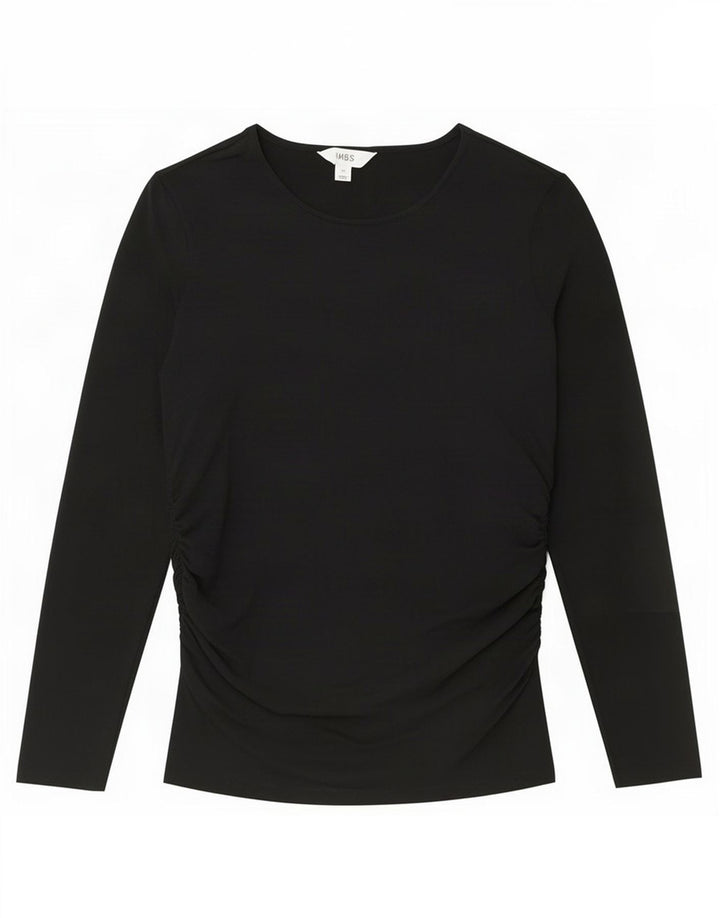 Top feminino Marks & Spencer manga comprida Reino Unido 14 grande acrílico preto