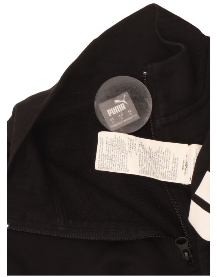 Suéter feminino Puma com gola e zíper gráfico UK 16 grande algodão preto