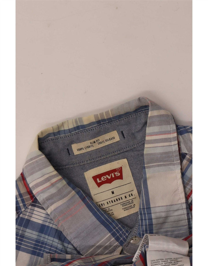 Camisa masculina Slim Fit Levi's de algodão xadrez azul médio