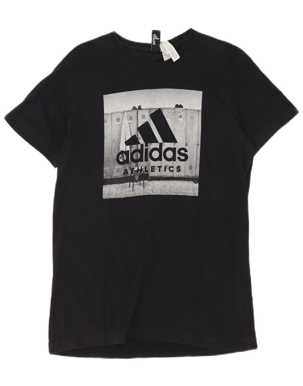 Adidas Mens Graphic T-Shirt Top Médio Algodão Preto
