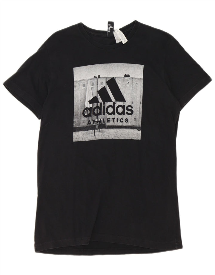 Adidas Mens Graphic T-Shirt Top Médio Algodão Preto