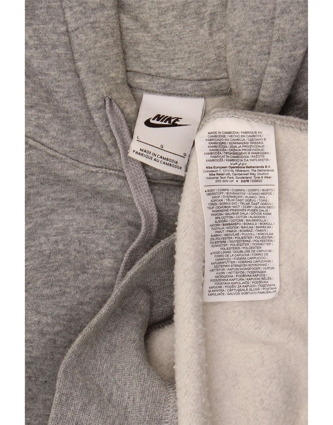 NIKE Mens Hoodie Jumper Grande Algodão Cinza