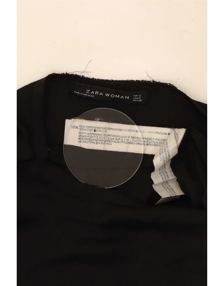Vestido básico feminino sem mangas Zara UK 14 poliéster preto médio