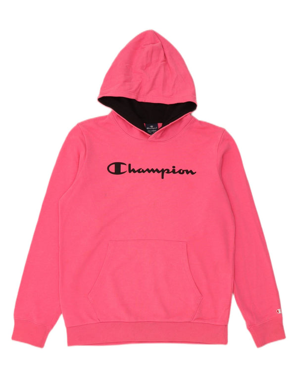 Jumper com capuz gráfico feminino Champion 15-16 anos 2XL algodão rosa
