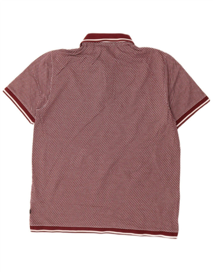 Camisa polo masculina Ted Baker tamanho 2 pequena algodão manchado cor de vinho