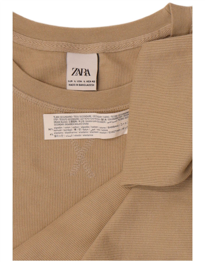 Zara Top masculino manga comprida grande algodão bege