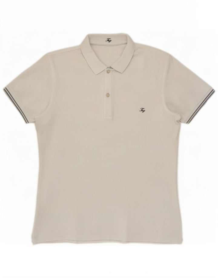 Camisa polo masculina Fay grande algodão branco