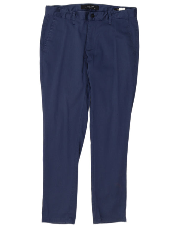 Zara Mens Slim Chino Calças EU 40 Médio W31 L29 Azul Marinho Algodão