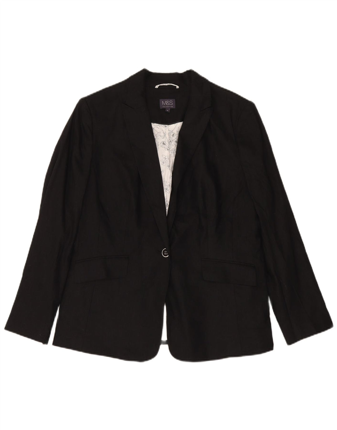 Jaqueta blazer feminina Marks & Spencer com 1 botão Reino Unido 16 grande linho preto