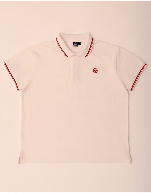 Camisa polo masculina Sergio Tacchini grande algodão branco