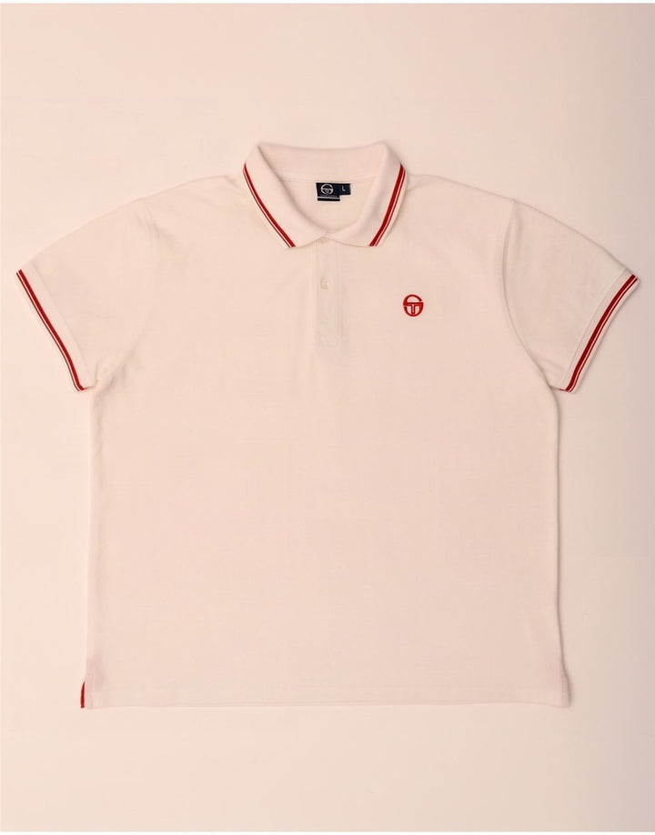 Camisa polo masculina Sergio Tacchini grande algodão branco