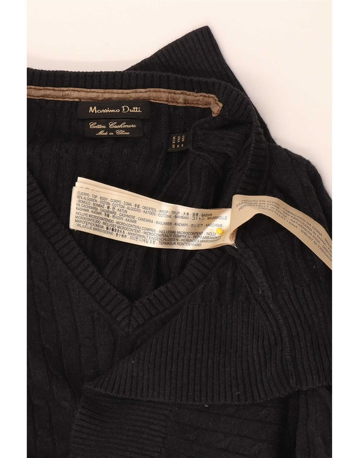 Suéter masculino Massimo Dutti com decote em V médio algodão azul marinho