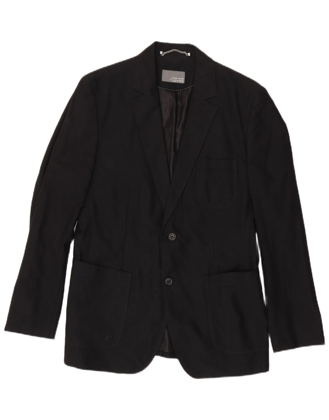 Jaqueta blazer masculina Zara com 2 botões EU 50 algodão preto médio