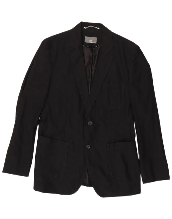 Jaqueta blazer masculina Zara com 2 botões EU 50 algodão preto médio