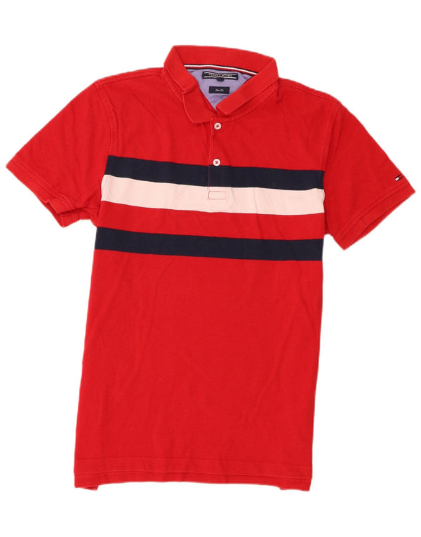 Camisa polo masculina Tommy Hilfiger Slim Fit grande algodão colorido vermelho