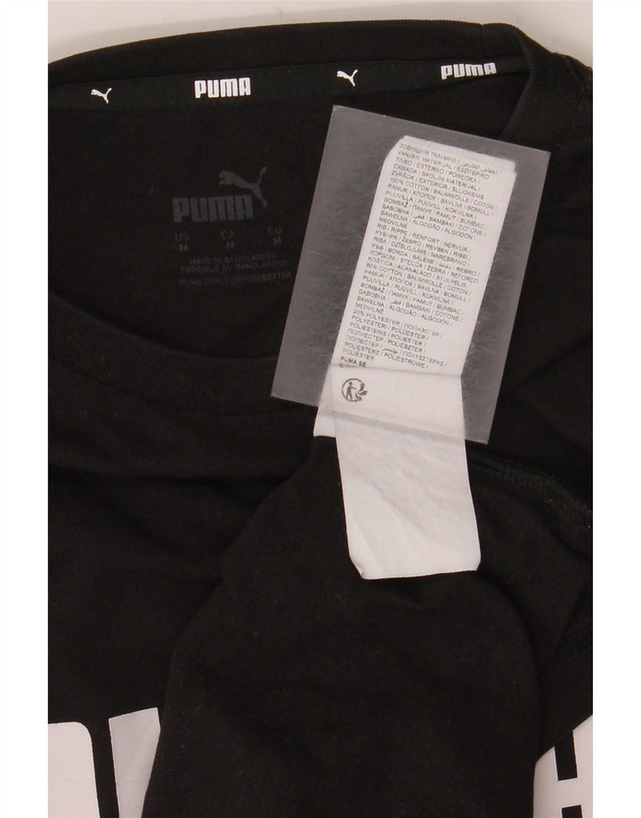 Puma Mens Graphic T-Shirt Top Médio Algodão Preto