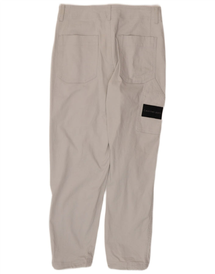CALVIN KLEIN Mens Joggers Cargo Calças W30 L28 Algodão Branco